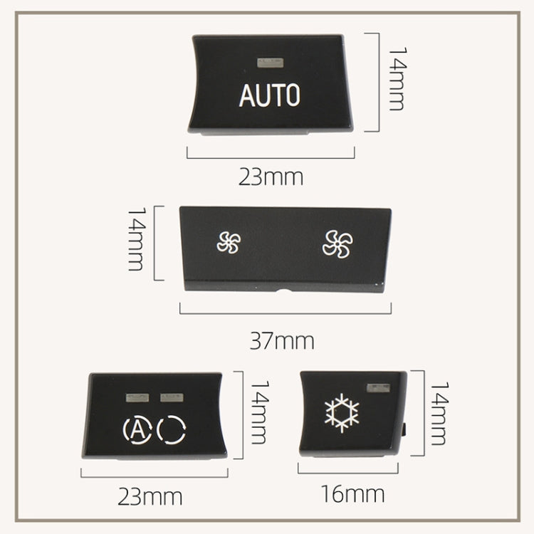 Per BMW Serie 1 / Serie 3 / X1 / X3 Pulsante interruttore pannello climatizzatore per auto con guida a sinistra, Air Volume Key Without OFF, Air Volume Key With OFF, AUTO Key, A Key, Snow Key