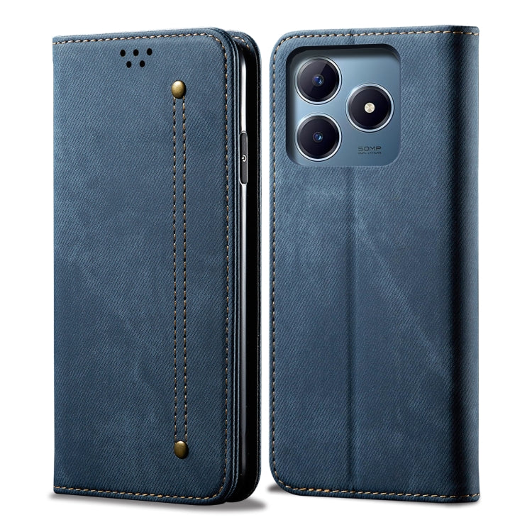 Custodia per telefono in pelle Flip Texture denim, For Realme Note 60 4G / C61 4G, For Realme 13 Pro 5G Global, For Realme GT 6T 5G Global, For Realme GT 6 5G Global, For Realme C63 / C61, For Realme 12 Pro / 12 Pro+