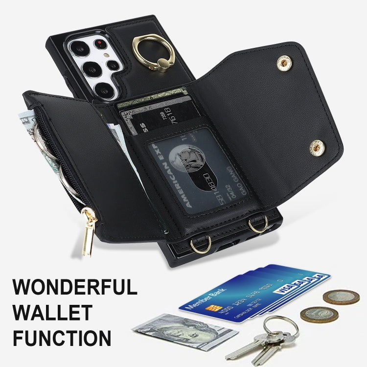Custodia portafoglio con cerniera per Samsung Galaxy S22 Ultra