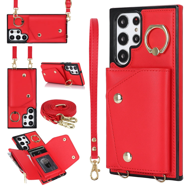 Custodia portafoglio con cerniera per Samsung Galaxy S22 Ultra