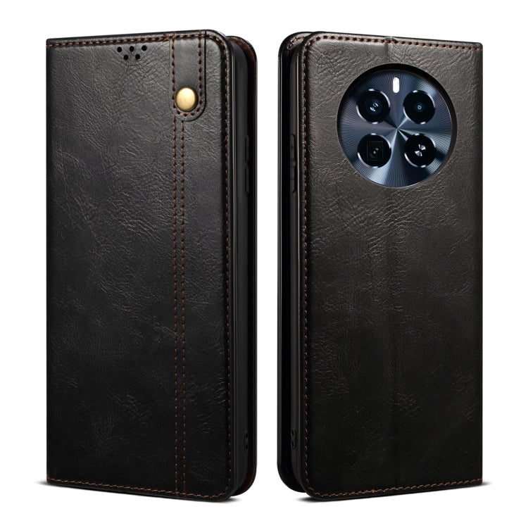 Custodia per telefono in pelle con trama di cavallo pazzo in cera d'olio, For Realme GT 6T 5G Global, For Realme GT 6 5G Global, For Realme C63 / C61, For Realme 12 Pro / 12 Pro+, For Realme GT5 Pro, For Realme 11 5G Global / 11x