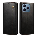 Custodia per telefono in pelle con trama di cavallo pazzo in cera d'olio, For Realme GT 6T 5G Global, For Realme GT 6 5G Global, For Realme C63 / C61, For Realme 12 Pro / 12 Pro+, For Realme GT5 Pro, For Realme 11 5G Global / 11x
