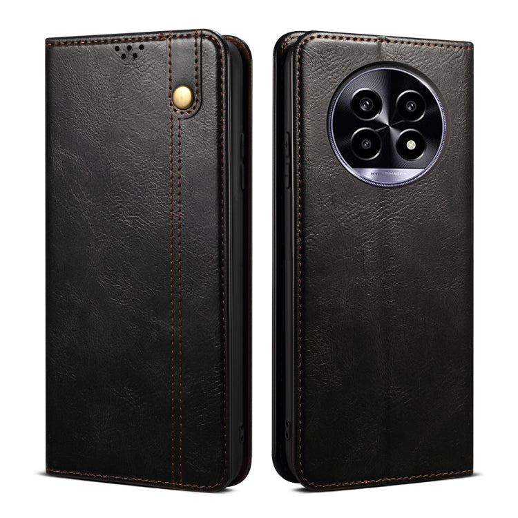 Custodia per telefono in pelle con trama di cavallo pazzo in cera d'olio, For Realme 14 5G Global, For Realme P3 Pro, For Realme 14 Pro+ Global, For Realme 14 Pro Global, For Realme Note 60 4G / C61 4G, For Realme 13 Pro 5G Global