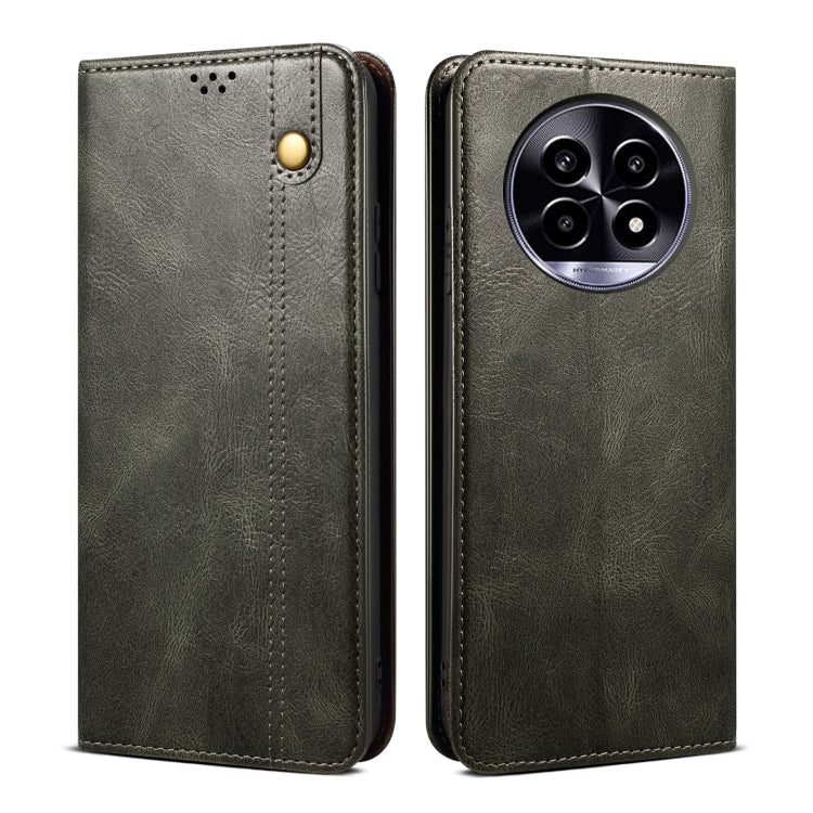 Custodia per telefono in pelle con trama di cavallo pazzo in cera d'olio, For Realme 14 5G Global, For Realme P3 Pro, For Realme 14 Pro+ Global, For Realme 14 Pro Global, For Realme Note 60 4G / C61 4G, For Realme 13 Pro 5G Global