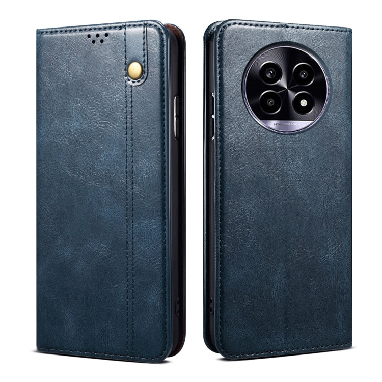 Custodia per telefono in pelle con trama di cavallo pazzo in cera d'olio, For Realme 14 5G Global, For Realme P3 Pro, For Realme 14 Pro+ Global, For Realme 14 Pro Global, For Realme Note 60 4G / C61 4G, For Realme 13 Pro 5G Global