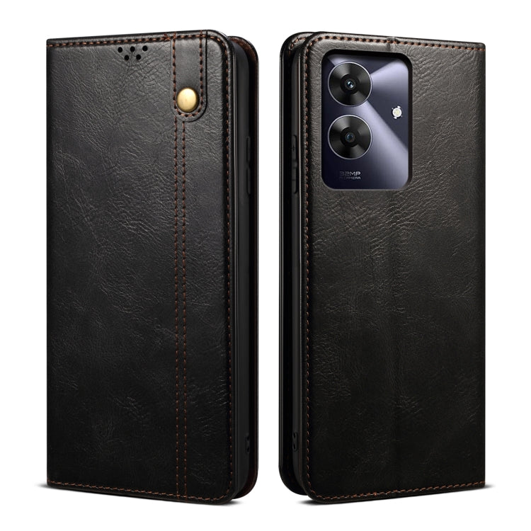 Custodia per telefono in pelle con trama di cavallo pazzo in cera d'olio, For Realme 14 5G Global, For Realme P3 Pro, For Realme 14 Pro+ Global, For Realme 14 Pro Global, For Realme Note 60 4G / C61 4G, For Realme 13 Pro 5G Global