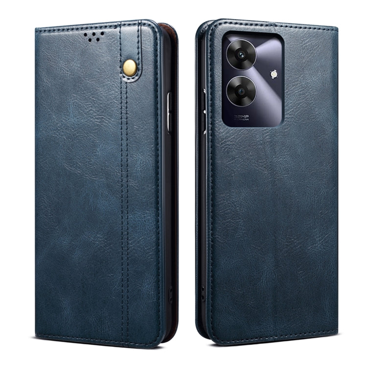 Custodia per telefono in pelle con trama di cavallo pazzo in cera d'olio, For Realme 14 5G Global, For Realme P3 Pro, For Realme 14 Pro+ Global, For Realme 14 Pro Global, For Realme Note 60 4G / C61 4G, For Realme 13 Pro 5G Global