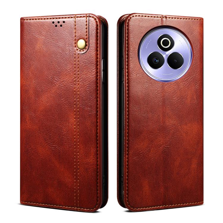 Custodia per telefono in pelle con trama di cavallo pazzo in cera d'olio, For Realme 14 5G Global, For Realme P3 Pro, For Realme 14 Pro+ Global, For Realme 14 Pro Global, For Realme Note 60 4G / C61 4G, For Realme 13 Pro 5G Global