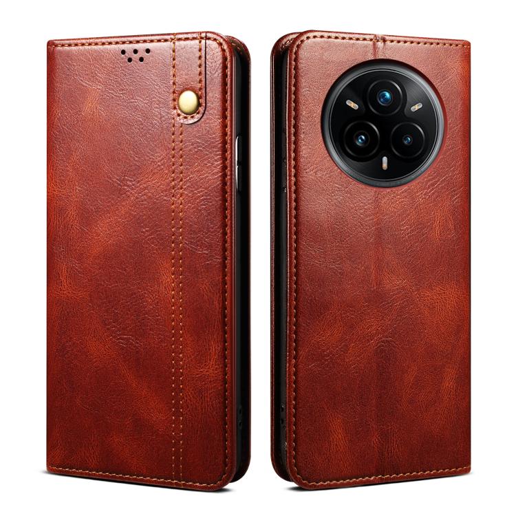 Custodia per telefono in pelle con trama di cavallo pazzo in cera d'olio, For Realme 14 5G Global, For Realme P3 Pro, For Realme 14 Pro+ Global, For Realme 14 Pro Global, For Realme Note 60 4G / C61 4G, For Realme 13 Pro 5G Global