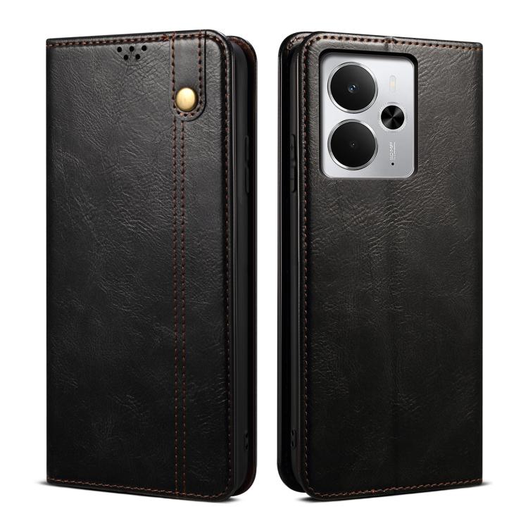 Custodia per telefono in pelle con trama di cavallo pazzo in cera d'olio, For Realme 14 5G Global, For Realme P3 Pro, For Realme 14 Pro+ Global, For Realme 14 Pro Global, For Realme Note 60 4G / C61 4G, For Realme 13 Pro 5G Global