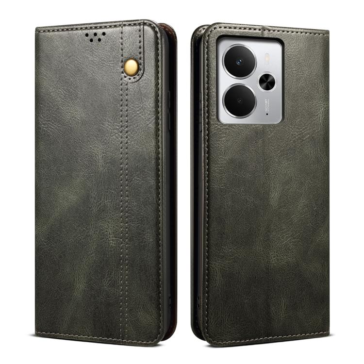 Custodia per telefono in pelle con trama di cavallo pazzo in cera d'olio, For Realme 14 5G Global, For Realme P3 Pro, For Realme 14 Pro+ Global, For Realme 14 Pro Global, For Realme Note 60 4G / C61 4G, For Realme 13 Pro 5G Global