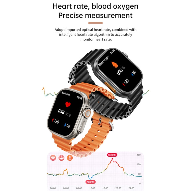 WS-E9 Ultra 2,2 pollici IP67 Orologio intelligente con cinturino in silicone impermeabile con fibbia in metallo, supporto frequenza cardiaca / NFC, Metal Buckle Ocean Silicone Band (Black), Metal Buckle Ocean Silicone Band (Orange)                     ...