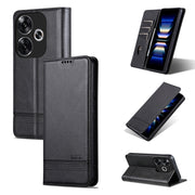 AZNS Custodia per telefono in pelle a conchiglia con struttura in vitello magnetico, For Xiaomi Redmi Turbo 3, For Xiaomi Redmi Note 13 Pro 4G, For Xiaomi Redmi Note 13 4G, For Xiaomi Redmi K70E
