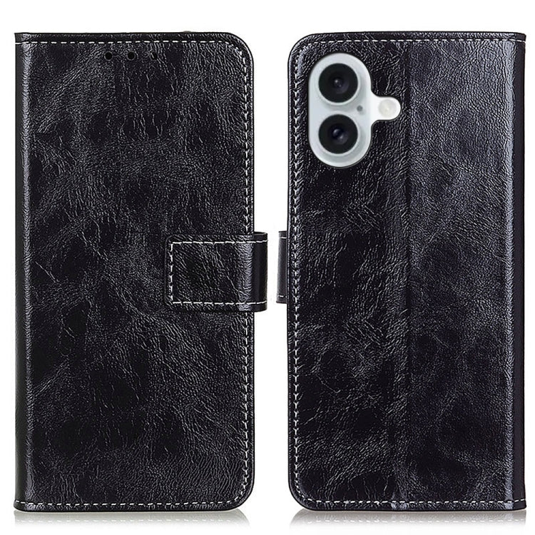 Custodia per cellulare in pelle a vibrazione orizzontale con struttura retrò Crazy Horse, For iPhone 16, For iPhone 15 Pro Max, For iPhone 15 Pro, For iPhone 15 Plus