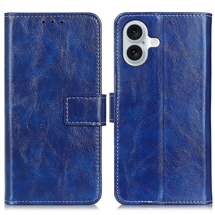 Custodia per cellulare in pelle a vibrazione orizzontale con struttura retrò Crazy Horse, For iPhone 16, For iPhone 15 Pro Max, For iPhone 15 Pro, For iPhone 15 Plus