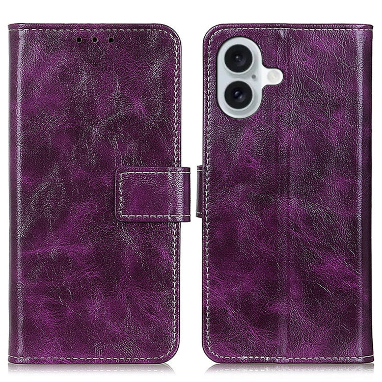 Custodia per cellulare in pelle a vibrazione orizzontale con struttura retrò Crazy Horse, For iPhone 16, For iPhone 15 Pro Max, For iPhone 15 Pro, For iPhone 15 Plus