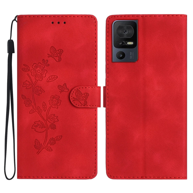 Custodia per telefono in pelle con motivo a farfalla in rilievo, For TCL 405 / 406 / 408, For TCL 40 SE