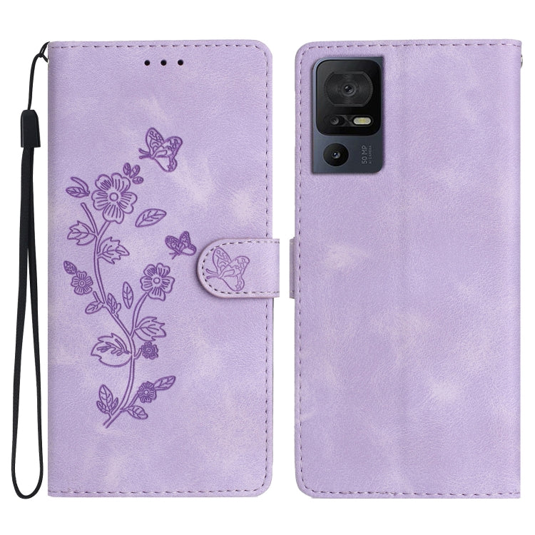 Custodia per telefono in pelle con motivo a farfalla in rilievo, For TCL 405 / 406 / 408, For TCL 40 SE