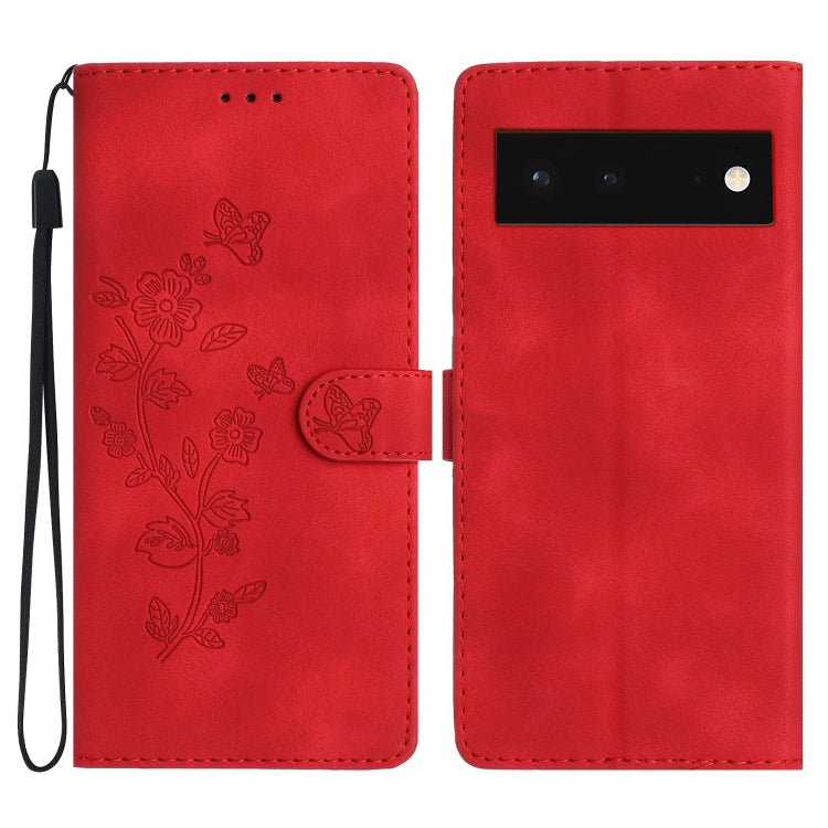 Custodia per telefono in pelle con motivo a farfalla in rilievo, For Google Pixel 6