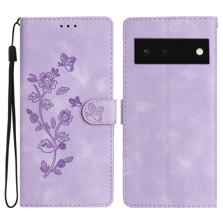 Custodia per telefono in pelle con motivo a farfalla in rilievo, For Google Pixel 6