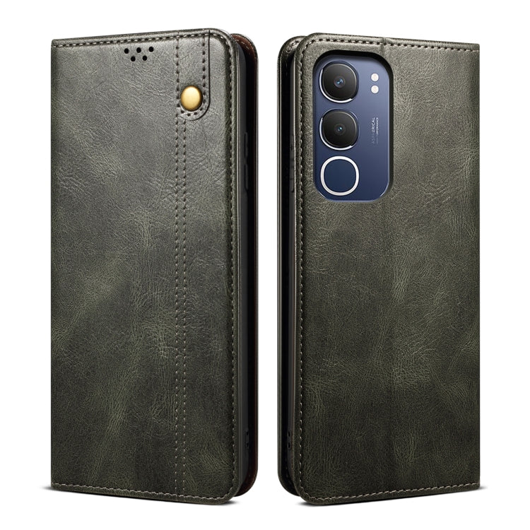 Custodia per telefono in pelle con trama di cavallo pazzo in cera d'olio, For vivo S20 5G, For vivo S20 Pro 5G, For vivo Y19s 4G, For vivo X200, For vivo X200 Pro mini, For vivo X200 Pro