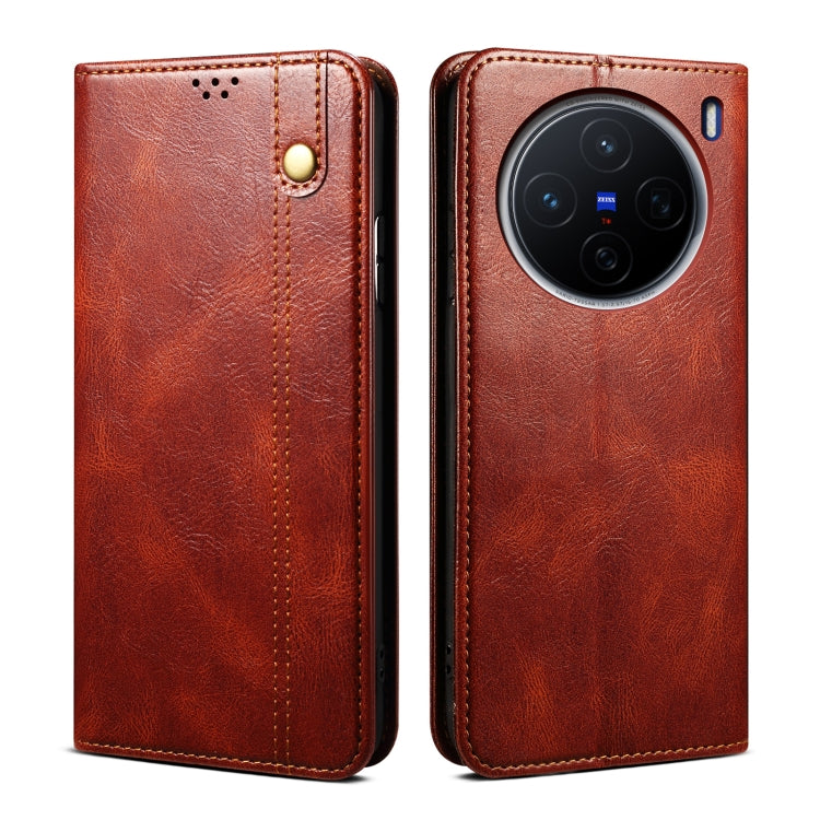 Custodia per telefono in pelle con trama di cavallo pazzo in cera d'olio, For vivo S20 5G, For vivo S20 Pro 5G, For vivo Y19s 4G, For vivo X200, For vivo X200 Pro mini, For vivo X200 Pro
