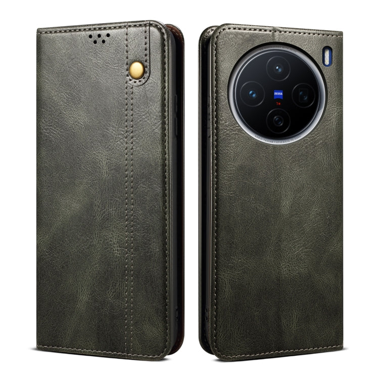 Custodia per telefono in pelle con trama di cavallo pazzo in cera d'olio, For vivo S20 5G, For vivo S20 Pro 5G, For vivo Y19s 4G, For vivo X200, For vivo X200 Pro mini, For vivo X200 Pro