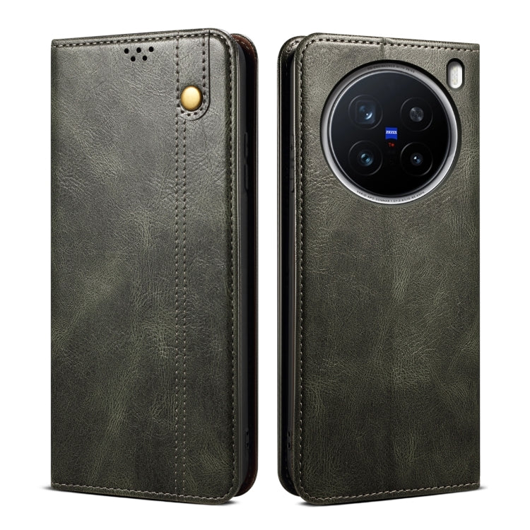 Custodia per telefono in pelle con trama di cavallo pazzo in cera d'olio, For vivo S20 5G, For vivo S20 Pro 5G, For vivo Y19s 4G, For vivo X200, For vivo X200 Pro mini, For vivo X200 Pro