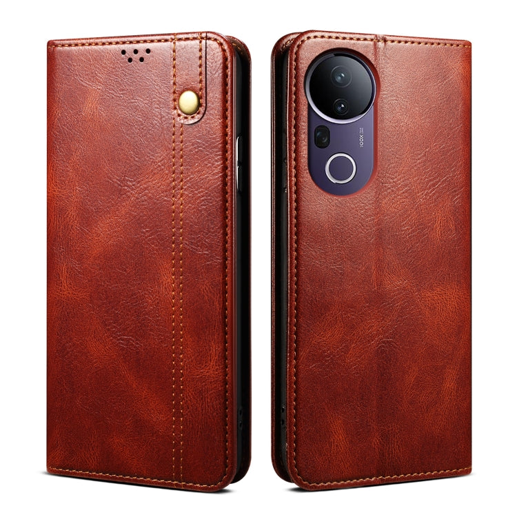 Custodia per telefono in pelle con trama di cavallo pazzo in cera d'olio, For vivo S20 5G, For vivo S20 Pro 5G, For vivo Y19s 4G, For vivo X200, For vivo X200 Pro mini, For vivo X200 Pro