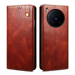 Custodia per telefono in pelle con trama di cavallo pazzo in cera d'olio, For vivo X300 Pro, For vivo X300, For vivo V60 5G, For vivo S30 Pro mini, For vivo X200 Ultra, For vivo V50