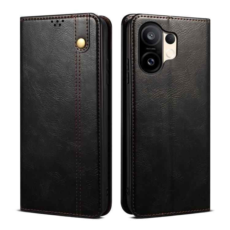 Custodia per telefono in pelle con trama di cavallo pazzo in cera d'olio, For vivo X300 Pro, For vivo X300, For vivo V60 5G, For vivo S30 Pro mini, For vivo X200 Ultra, For vivo V50