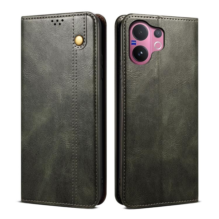 Custodia per telefono in pelle con trama di cavallo pazzo in cera d'olio, For vivo X300 Pro, For vivo X300, For vivo V60 5G, For vivo S30 Pro mini, For vivo X200 Ultra, For vivo V50