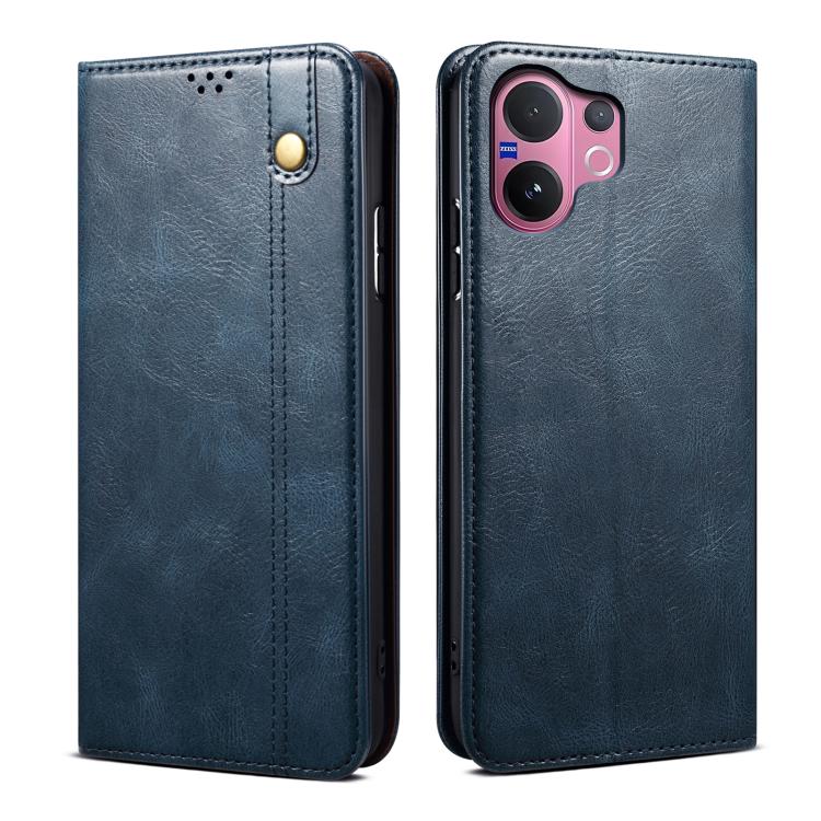 Custodia per telefono in pelle con trama di cavallo pazzo in cera d'olio, For vivo X300 Pro, For vivo X300, For vivo V60 5G, For vivo S30 Pro mini, For vivo X200 Ultra, For vivo V50