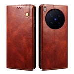 Custodia per telefono in pelle con trama di cavallo pazzo in cera d'olio, For vivo X300 Pro, For vivo X300, For vivo V60 5G, For vivo S30 Pro mini, For vivo X200 Ultra, For vivo V50