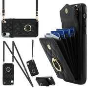 Custodia per telefono con borsa per carte a trama rombica con cordino lungo, For iPhone XR, For iPhone XS Max
