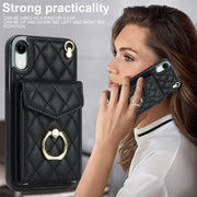 Custodia per telefono con borsa per carte a trama rombica con cordino lungo, For iPhone XR, For iPhone XS Max