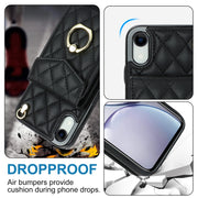 Custodia per telefono con borsa per carte a trama rombica con cordino lungo, For iPhone XR, For iPhone XS Max