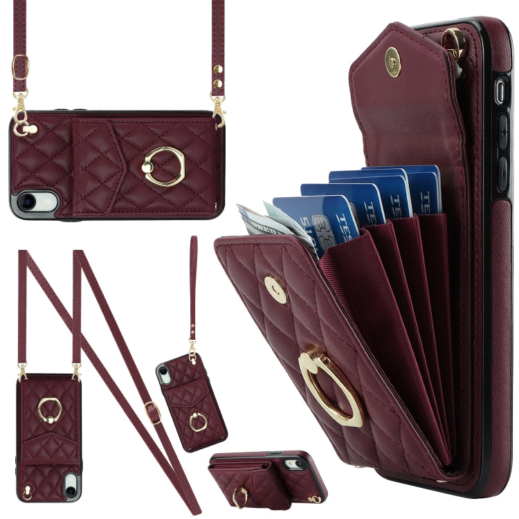 Custodia portafoglio in pelle PU con cordino per iPhone XR