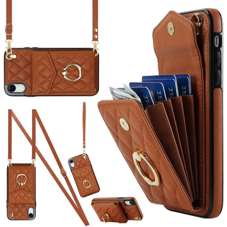 Custodia portafoglio in pelle PU con cordino per iPhone XR