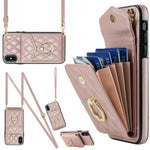 Custodia portafoglio in pelle PU con cordino per iPhone XR