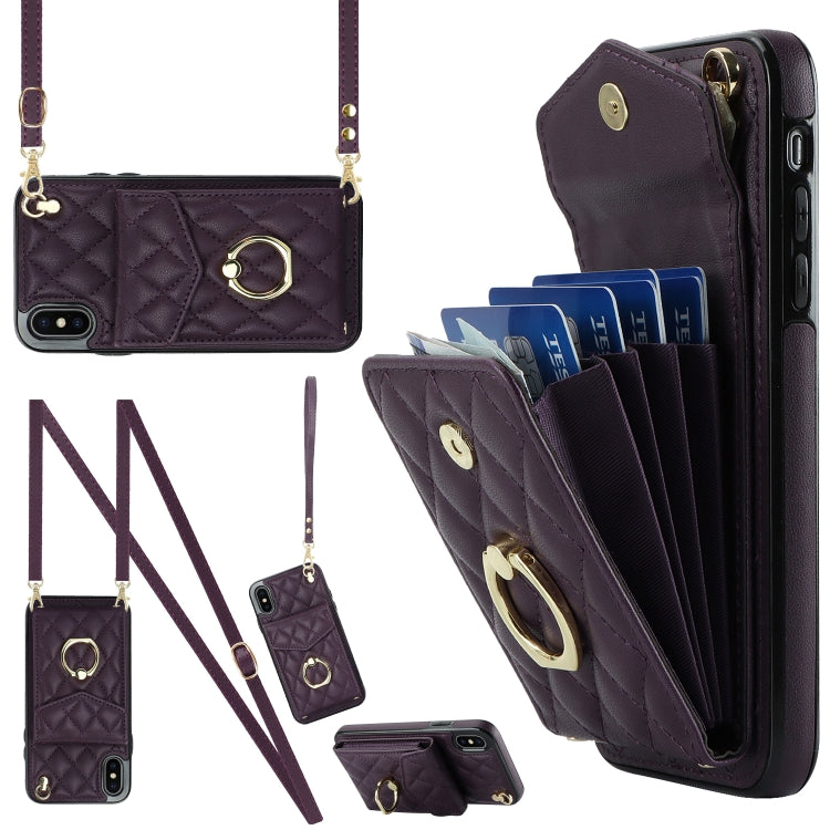 Custodia portafoglio in pelle PU con cordino per iPhone XR