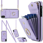 Custodia portafoglio in pelle PU con cordino per iPhone XR