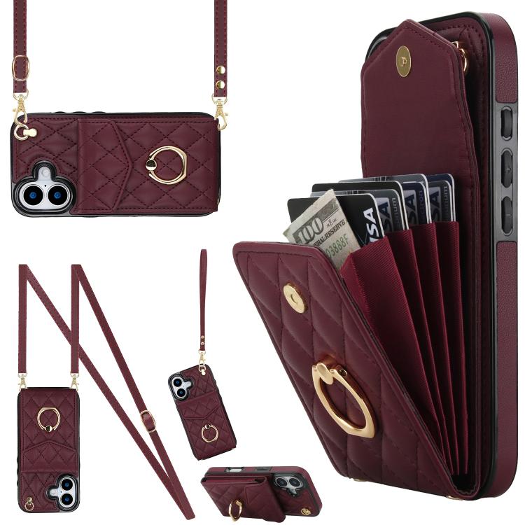 Custodia portafoglio per iPhone 15 Plus con borsa carte