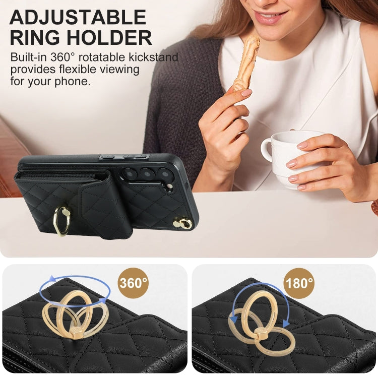 Custodia per telefono con borsa per carte a trama rombica con cordino lungo, For Samsung Galaxy S24 5G, For Samsung Galaxy A54 5G, For Samsung Galaxy S23 Ultra 5G