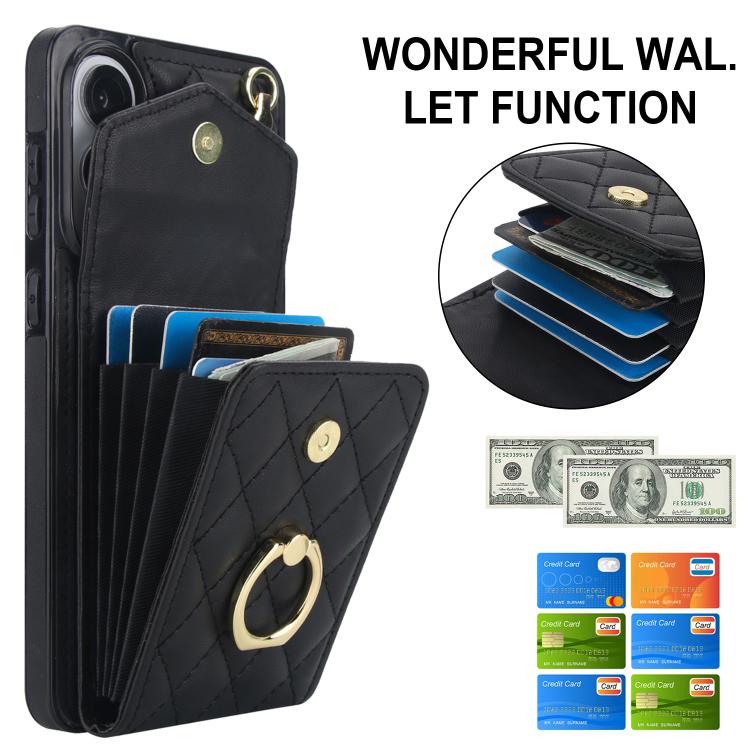 Custodia per telefono con borsa per carte a trama rombica con cordino lungo, For Samsung Galaxy S25 Edge 5G, For Samsung Galaxy S24 Ultra 5G, For Samsung Galaxy S24+ 5G