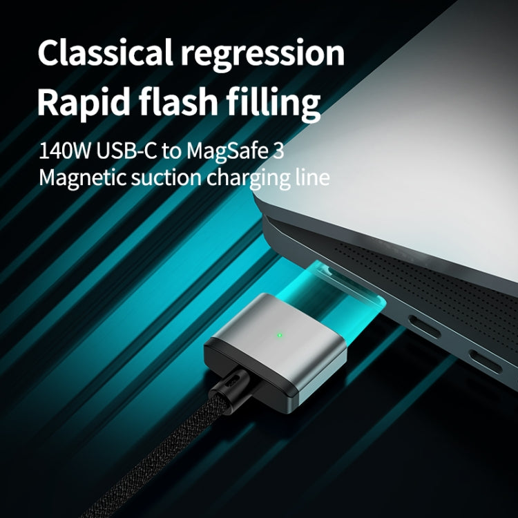 Cavo di ricarica magnetico da 140 W da tipo C a Magsafe 3, Silver, Blue