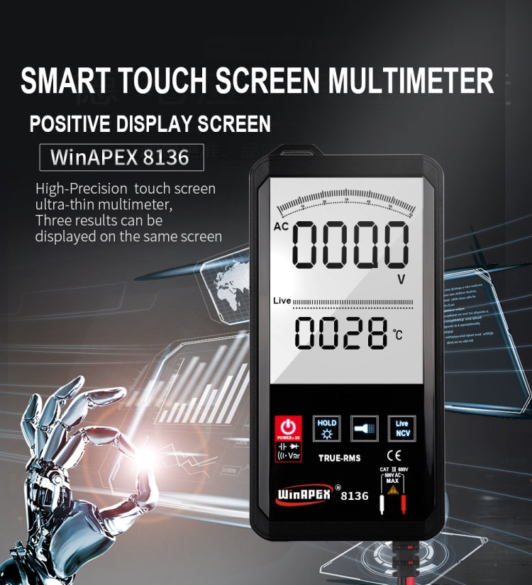 Multimetro digitale WinAPEX Smart Touch Screen, 8136, 8138