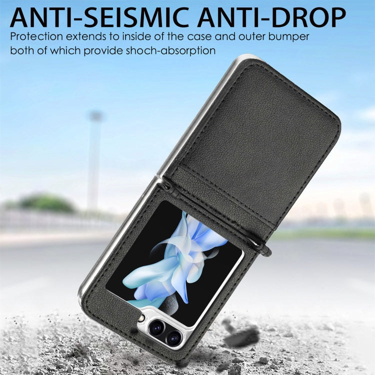 Litchi Texture PU Card Fold Back Custodia per telefono, For Samsung Galaxy Z Flip5