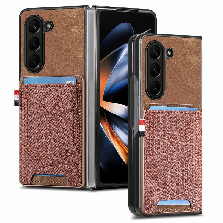Custodia in denim con cover effetto pelle per Galaxy Z Fold5