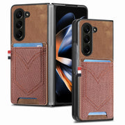 Custodia in denim con cover effetto pelle per Galaxy Z Fold5